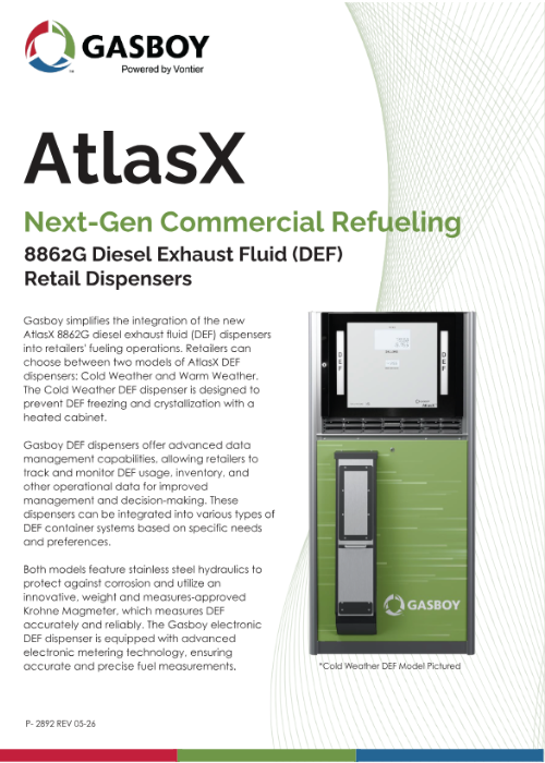 AtlasX 8862G Diesel Exhaust Fluid (DEF) Retail Dispenser