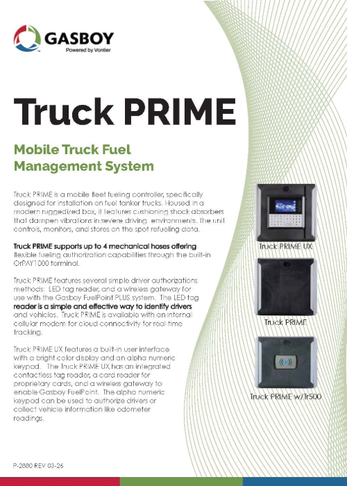 Truck PRIME Product Information Sheet